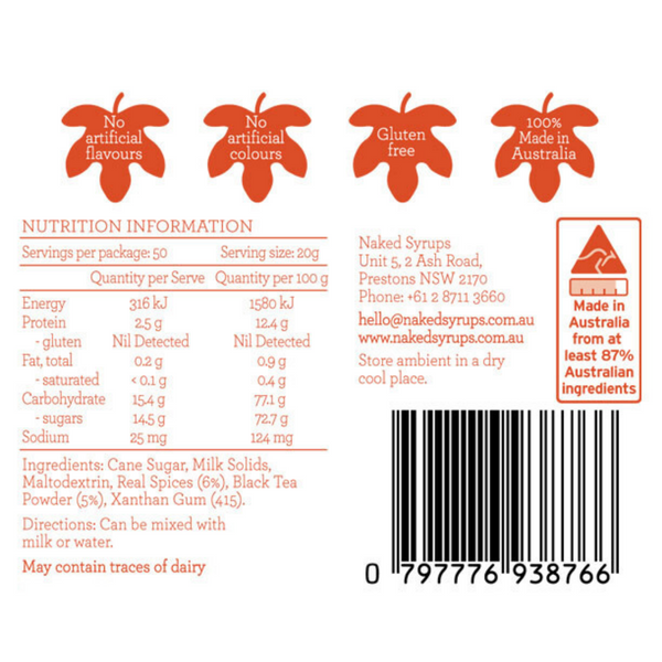Naked Syrups Spiced Chai Powder 1kg
