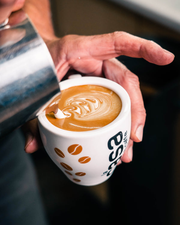 latte art with European style fresh roasted coffee, roasted in Sydney