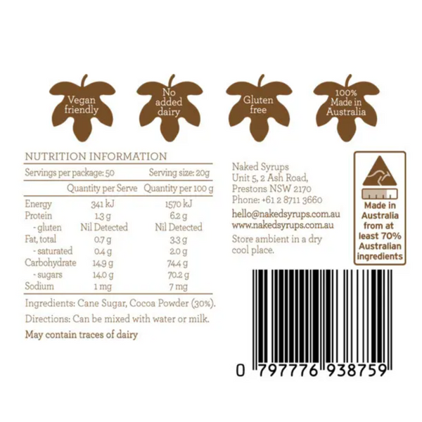 Naked Syrups Chocolate Powder 1kg