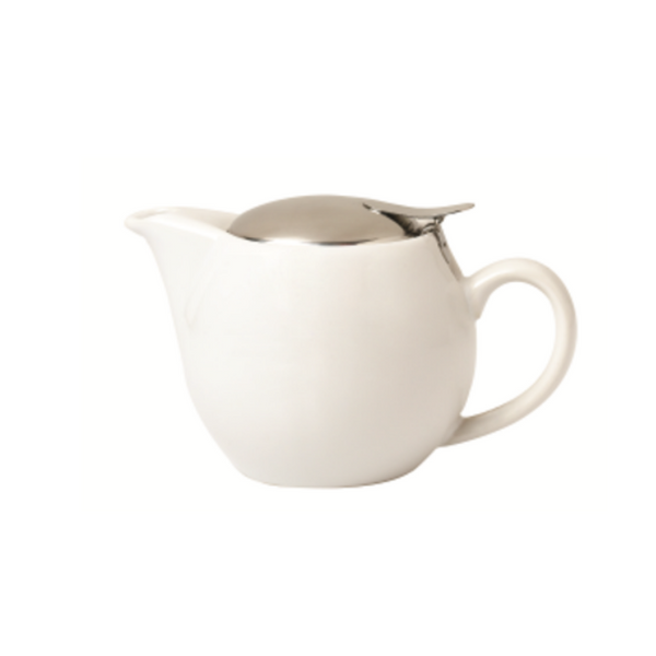 Teapot 400ml, white ceramic, two cup