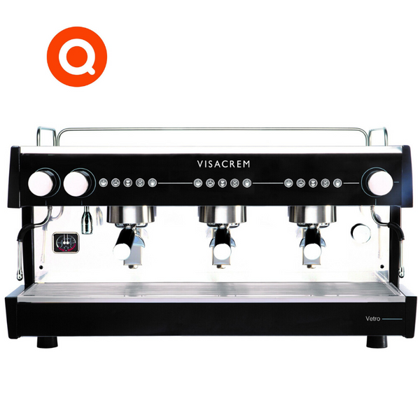 Quality Espresso Visacrem Vetro commercial coffee machine 3 group Black