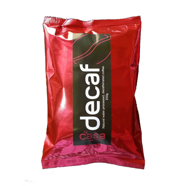 250g ground decaf, natural water processed
